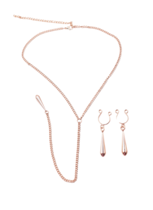 bijoux de corps, pinces de seins goutte et tour de cou chainette - SO-0184